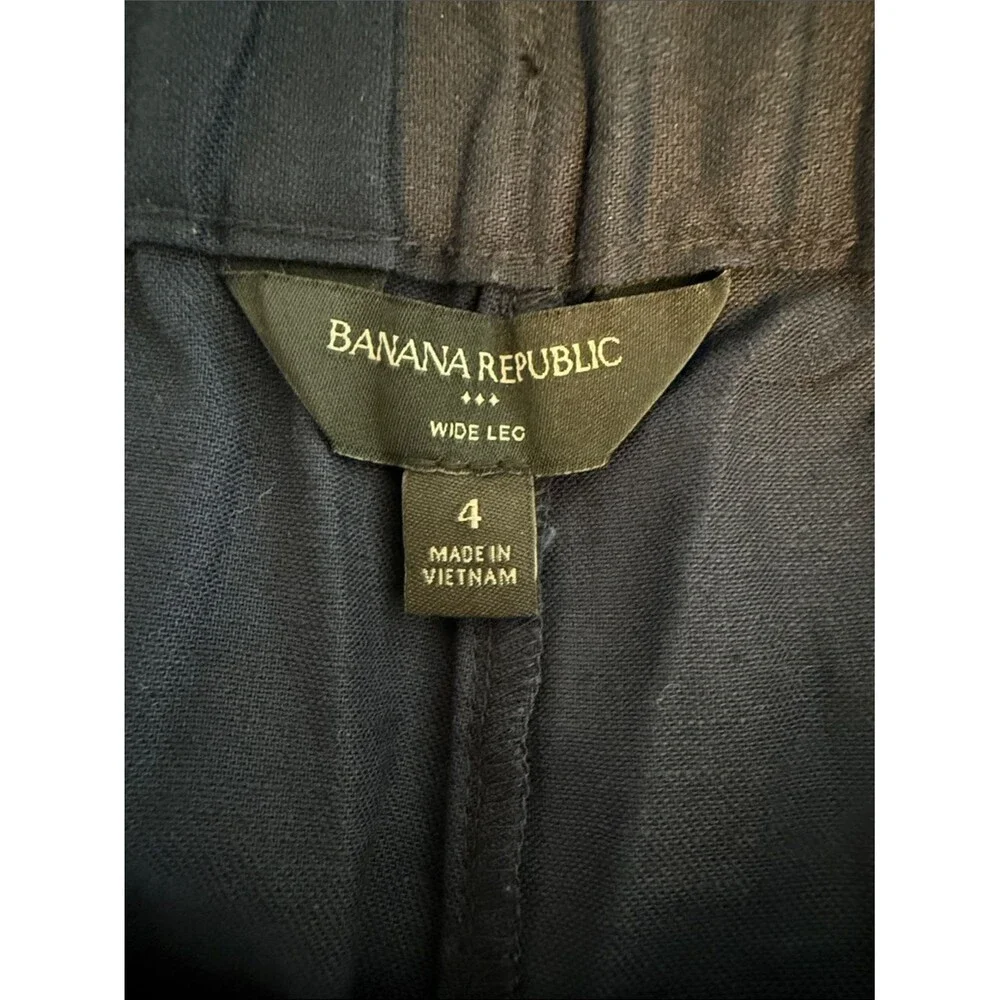 Banana Republic navy blue women’s linen cotton Wide-Leg Pants Gaucho Trouser 4